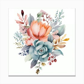 Watercolor Floral Bouquet 2 Canvas Print