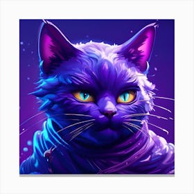 Purple Cat With Blue Eyes 1 Canvas Print
