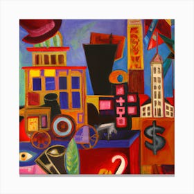 An Cubism Oil Painting-Monopoly, Capitalism Over Health Canvas Print