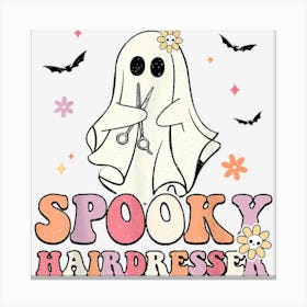 Spooky Hairdresser Ghost Floral Halloween Hairstylist Canvas Print