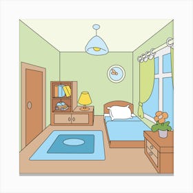 Cartoon Bedroom Canvas Print