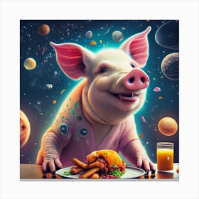 Space Pig Chicken Dinner Canvas Print