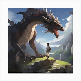 Dragon And Girl 1 Canvas Print