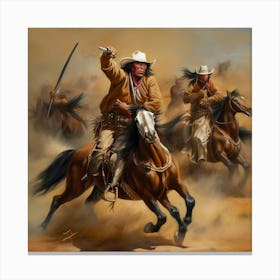 Cowboys On Horseback Canvas Print