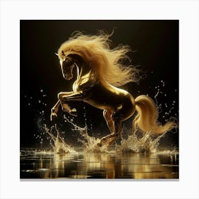 Golden Horse Splashing Water 1 Canvas Print