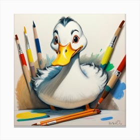 Duck With Colored Pencils 4 Canvas Print