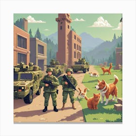 Army & pets Canvas Print