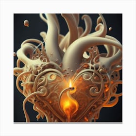 A Golden Heart Made Of Candle Smoke Canvas Print