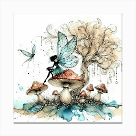 Fairy On The Mushroom Canvas Print