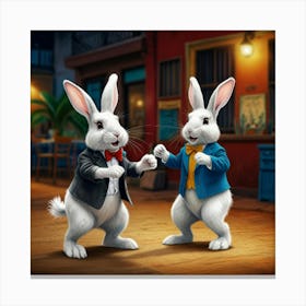 Rabbits Dancing 3 Canvas Print