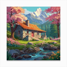 Cottage In The Mountains 5 Canvas Print