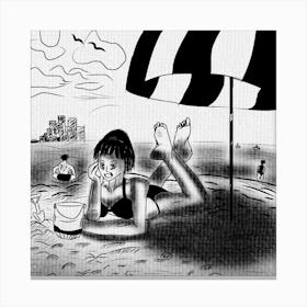 Manga page of a girl on a beach Canvas Print
