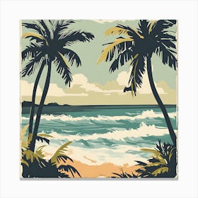 Vintage Tropical Beach Poster Canvas Print