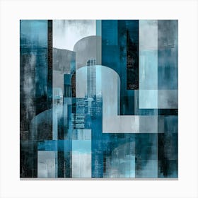 City Echoes - #geometricart #cityscapeart #abstractarchitecture #urbanart #bluehues #contemporarydesign #modernart #cityvibes #industrialart #skyscraperinspiration #urbanexploration #digitalart #abstractcity #wallart #artforsale Canvas Print