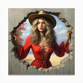 Girl In A Red Dress 1 Canvas Print