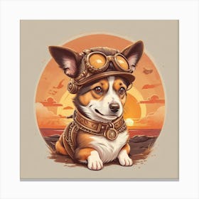 Steampunk Corgi 2 Canvas Print