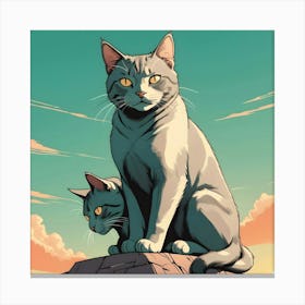 Cat Sitting On A Rock Canvas Print