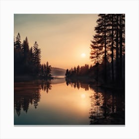 Sunrise Over A Lake 1 Canvas Print