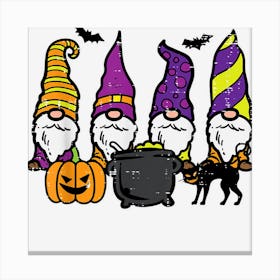 Gnomes Pumpkin Black Cat Spooky Halloween Men Women Kids Canvas Print