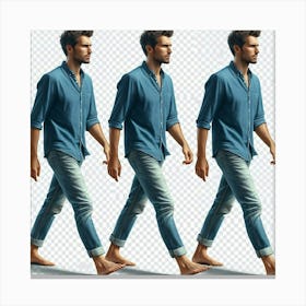 Three Men Walking Canvas Print