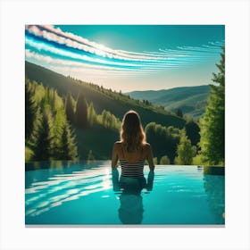 Girl In A Pool Canvas Print