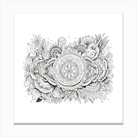 Doodles In Black And White Line Art 5 Art Print 3 Canvas Print