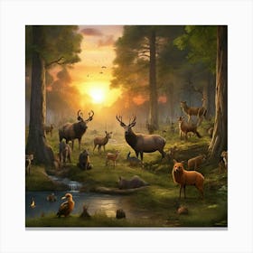 Deer In The Forest Canvas Print