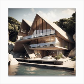 Modern House By The Sea Canvas Print