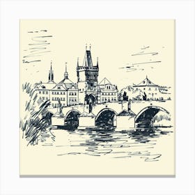 A Prague With Charles Bridge Hand Drawn Sketch I 1720467835 2 Canvas Print