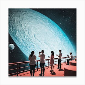 People Looking At A Planet 1 Canvas Print