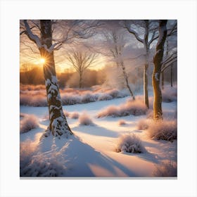 A Covering of Snow in the Winter Woodland Garden 1 Canvas Print