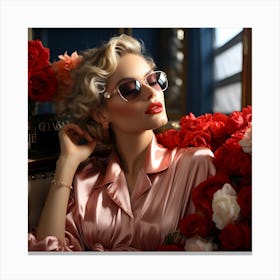 Blond Woman In Sunglasses Canvas Print