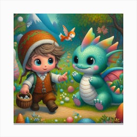 Easter Bunny And Dragon Canvas Print