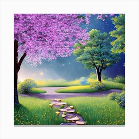 Flowering Trees In The Evening Canvas Print