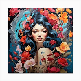 Girl With Flowers 2 Canvas Print