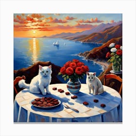 Cat On The Table Canvas Print