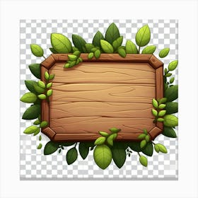 Wooden Board With Leaves Canvas Print