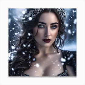 Gothic Woman in the Snow 1 Canvas Print