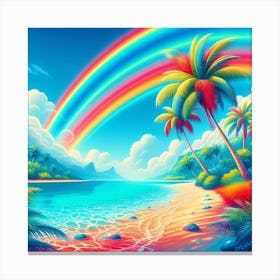 Rainbow Over The Beach Canvas Print