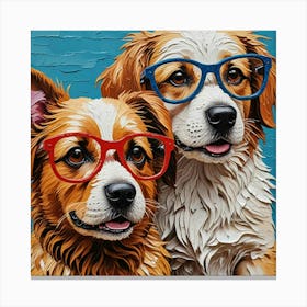 Two Dogs With Glasses Canvas Print