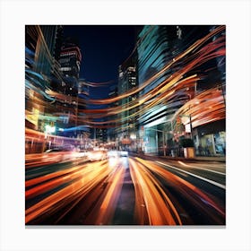 Blurred City Lights At Night Canvas Print