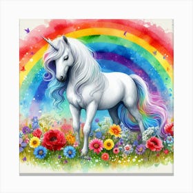 Unicorn In The Rainbow 3 Canvas Print