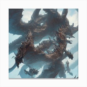 Dragons Flying Mountain Canvas Print