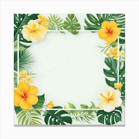 Frame With Tropical Flowers 6 Canvas Print