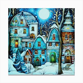 Snow Village - Christmas Village Canvas Print