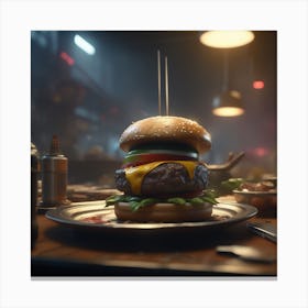 Burger On A Plate 130 Canvas Print