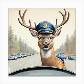 Deer Police Officer 2 Canvas Print