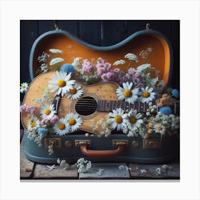 Flowers in a guitar case Canvas Print