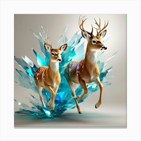 The Design Of Two Small Deer Running Fast Her Hair Fluttering Broken Glass Effect No Background (1) 1 Canvas Print