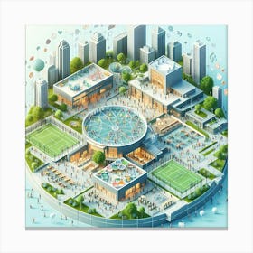 Isometric City Concept Canvas Print